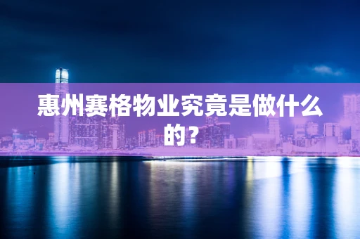 惠州赛格物业究竟是做什么的？