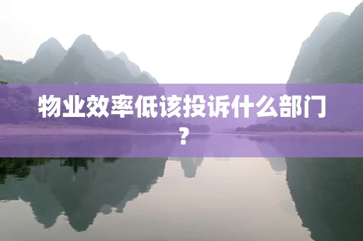 物业效率低该投诉什么部门？