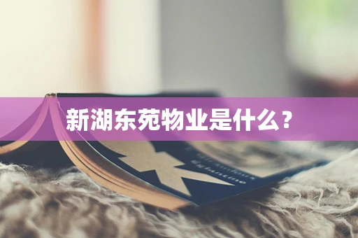 新湖东苑物业是什么？
